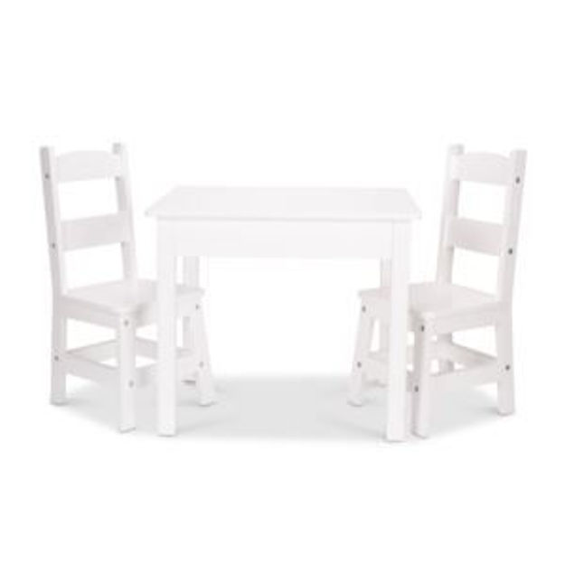 Picture of 3pc Wooden Table & Chairs Set White - Ages 3-6 Years
