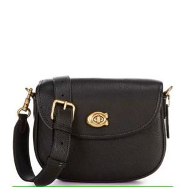 Picture of Willow Pebble Leather Saddle Shoulder Bag - Black