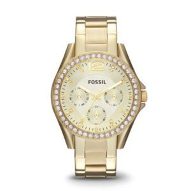 Picture of Ladies Riley Gold-Tone Multifunction Watch Champagne Dial