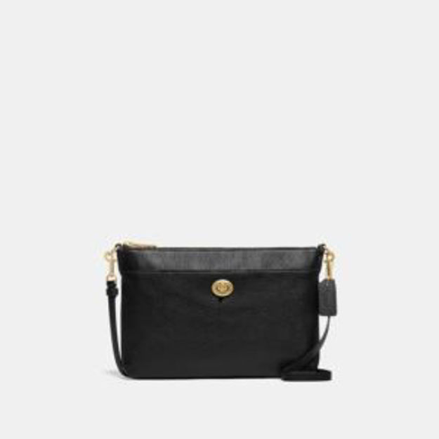 Picture of Polly Pebble Leather Top Zip Crossbody Bag - Black