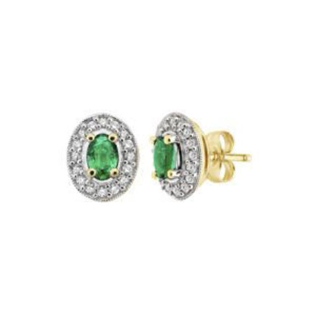 Picture of Diamond & Emerald Earrings