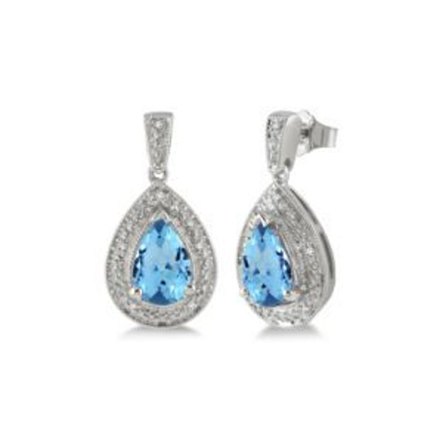 Picture of Blue Topaz & Diamond Earrings
