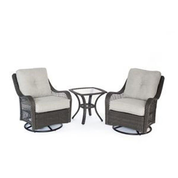 Picture of Orleans 3-Piece Swivel Gliding Chat Set in Heather Gray with Gray Weave