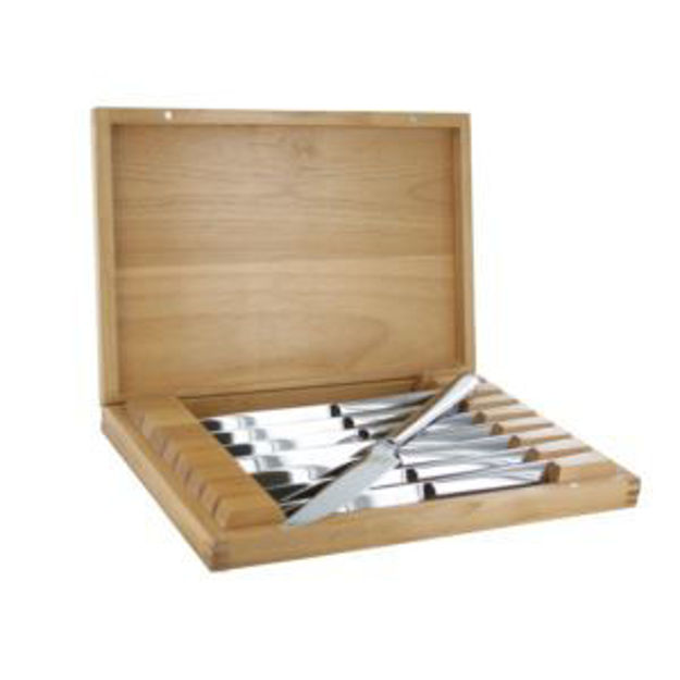 Picture of 8pc Stainless Steel Steak Knife Set w/ Wood Presentation Case