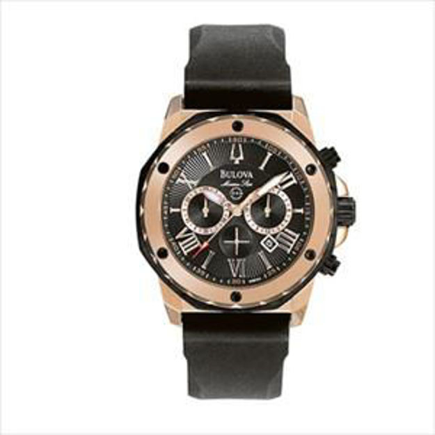 Picture of Marine Star Mens Black Rubber Band Watch Black Dial