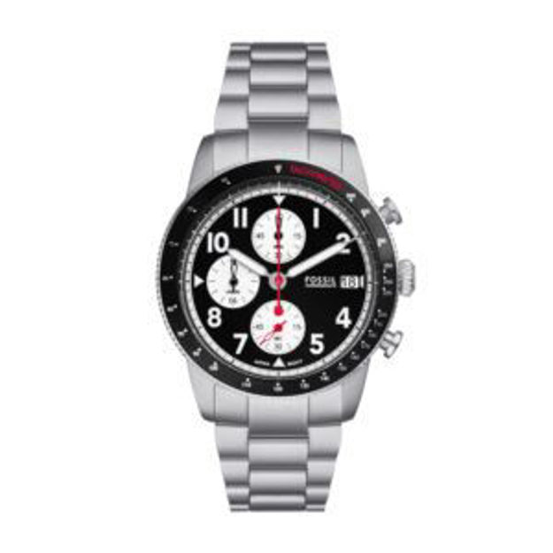 Picture of Men's Sport Tourer Chronograph Silver Stainless Steel Watch Black Dial