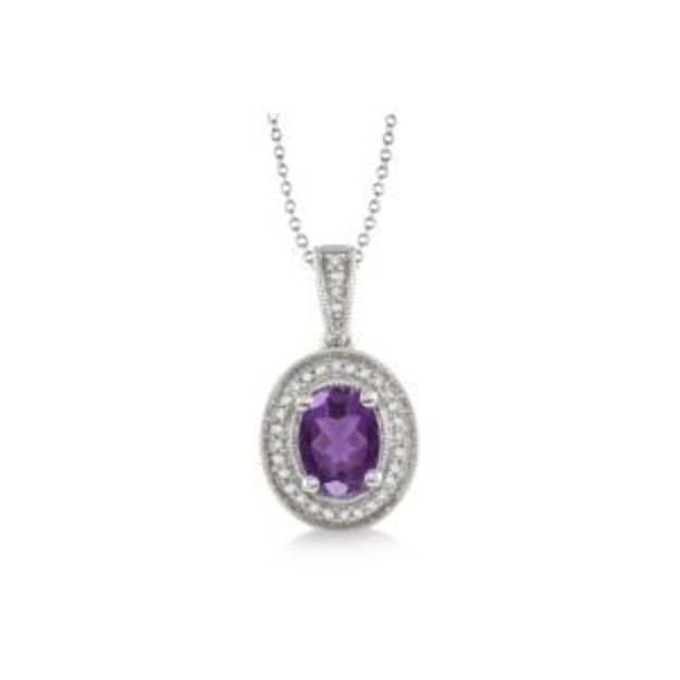 Picture of Amethyst & Diamond Oval Necklace