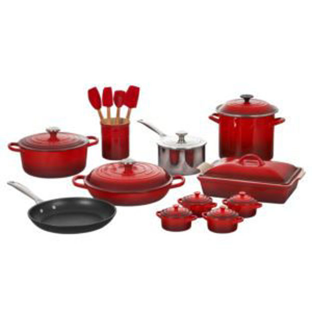 Picture of 20pc Mixed Material Cookware & Kitchen Set Cerise