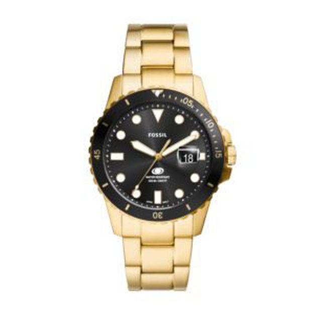 Picture of Men's Fossil Blue Dive Gold-Tone Stainless Steel Watch Black Dial