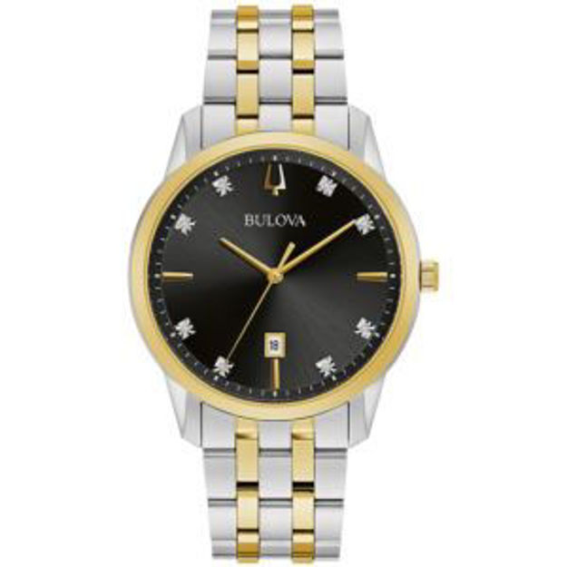 Picture of Mens Sutton Silver & Gold Crystal Stainless Steel Watch Black Dial