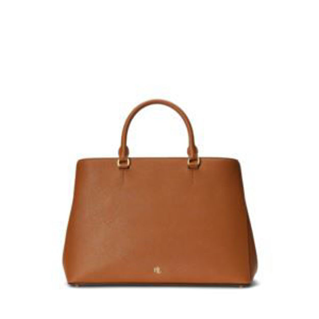 Picture of Hanna Crosshatch Large Leather Satchel Tan