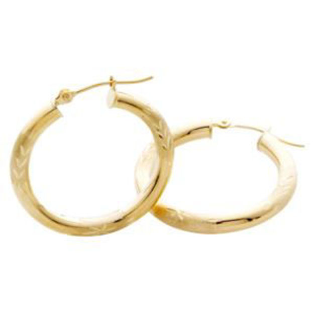 Picture of 25mm Diamond Cut 14k Yellow Gold Hoop Earrings