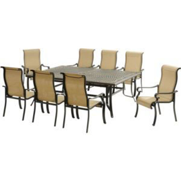 Picture of Brigantine 9-Piece Outdoor Patio Dining Set with a 60x84-In. Cast Top Aluminum Table and 8 Sling Sta