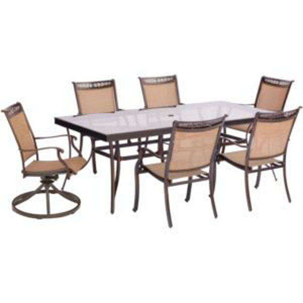 Picture of Fontana 7-Piece Dining Set with Four Stationary Dining Chairs, Two Swivel Rockers, and an Extra-Larg