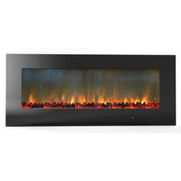 Picture of 56-In. Metropolitan Wall-Mount Electric Fireplace in Black with Burning Log Display