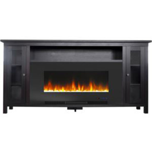 Picture of Somerset 70-In. Fireplace TV Stand in Coffee and 42-In. Color-Changing LED Electric Heater Insert in