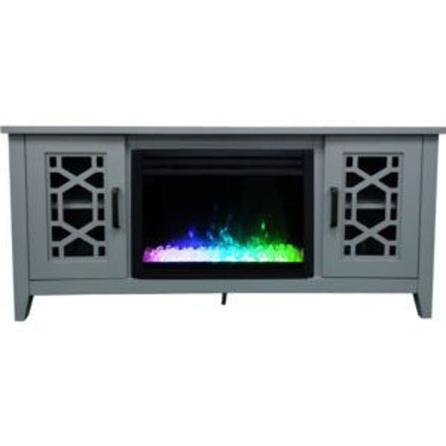 Picture of 56-in. Stardust Mid-Century Modern Electric Fireplace with Deep Multi-Color Crystal Insert, Slate Bl