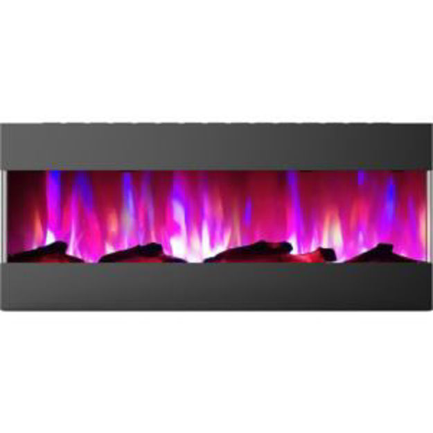 Picture of 50 In. Recessed Wall Mounted Electric Fireplace with Logs and LED Color Changing Display, Black