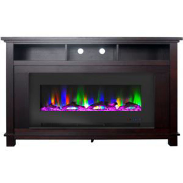 Picture of San Jose 58-In. Fireplace TV Stand in Mahogany and 50-In. Color-Changing LED Electric Heater Insert