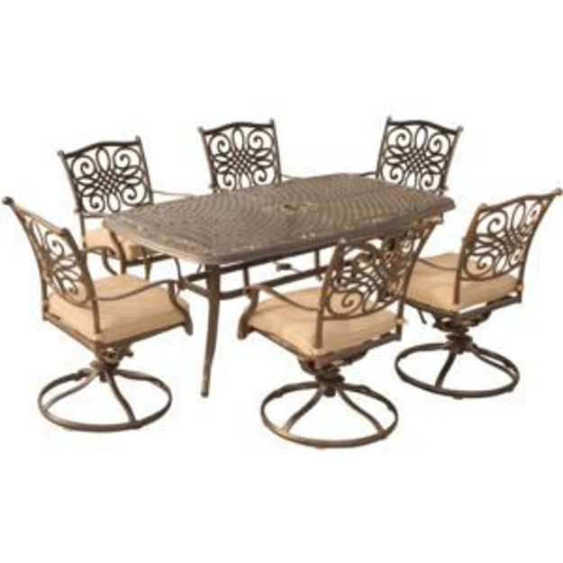 Picture of Traditions 7-Piece Dining Set with Six Swivel Dining Chairs and a Large 72 x 38 in. Dining Table