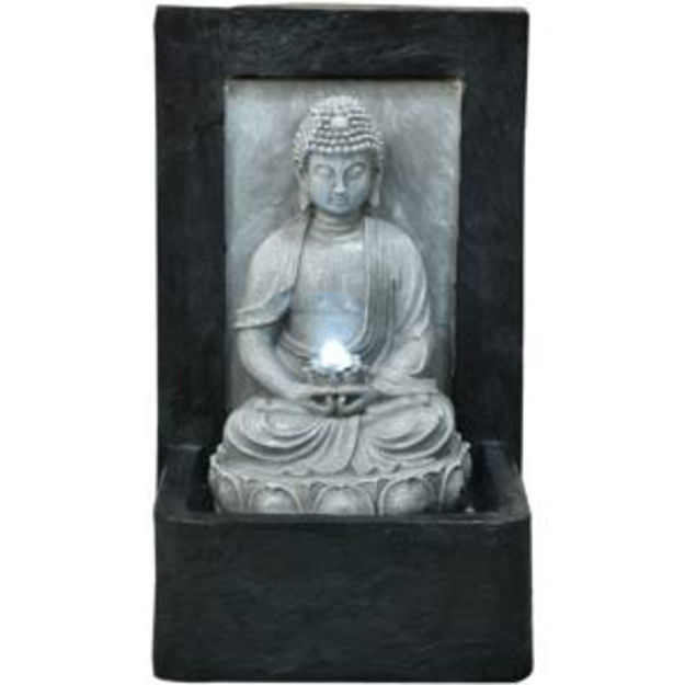 Picture of 24-In. Sitting Lotus Buddha Wall Statue Water Fountain with LED Lights for Indoor Home Use or Outdoo