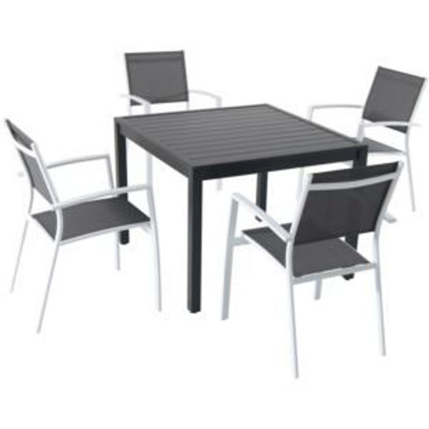 Picture of Naples 5-Piece Outdoor Dining Set with 4 Sling Arm Chairs and a 38" Square Dining Table