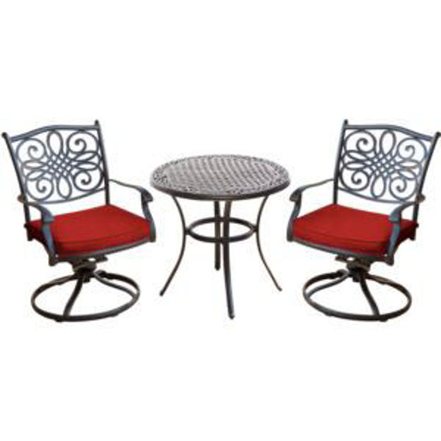 Picture of Traditions 3-Piece Bistro Set in Red with a 32 in. Cast-Top Table