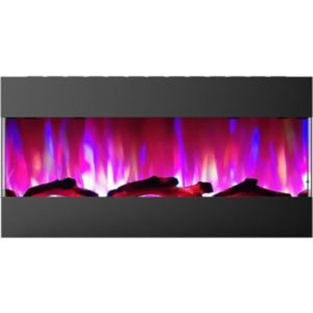 Picture of 42 In. Recessed Wall Mounted Electric Fireplace with Logs and LED Color Changing Display, Black