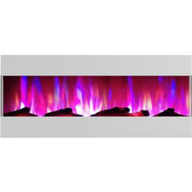 Picture of 50 In. Recessed Wall Mounted Electric Fireplace with Logs and LED Color Changing Display, White