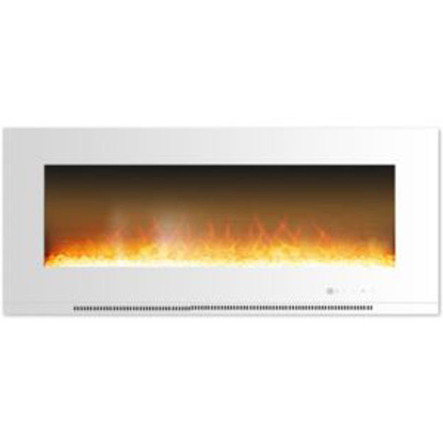 Picture of 56-In. Metropolitan Wall-Mount Electric Fireplace in White with Crystal Rock Display