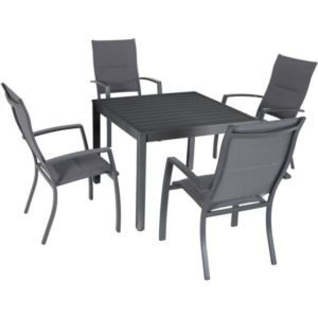 Picture of Naples 5-Piece Outdoor Dining Set with 4 Padded Sling Chairs and a 38" Square Dining Table