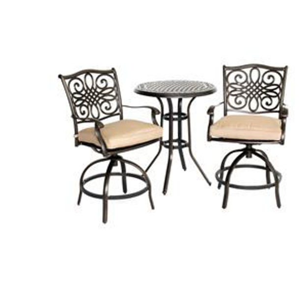 Picture of Traditions 3-Piece High-Dining Bistro Set in Tan