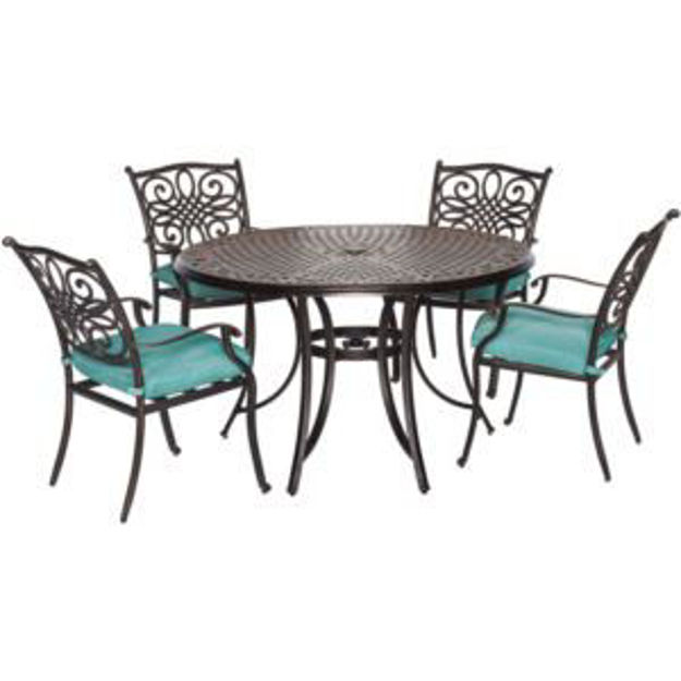 Picture of Traditions 5-Piece Dining Set in Blue with 48 In. Cast-top Table