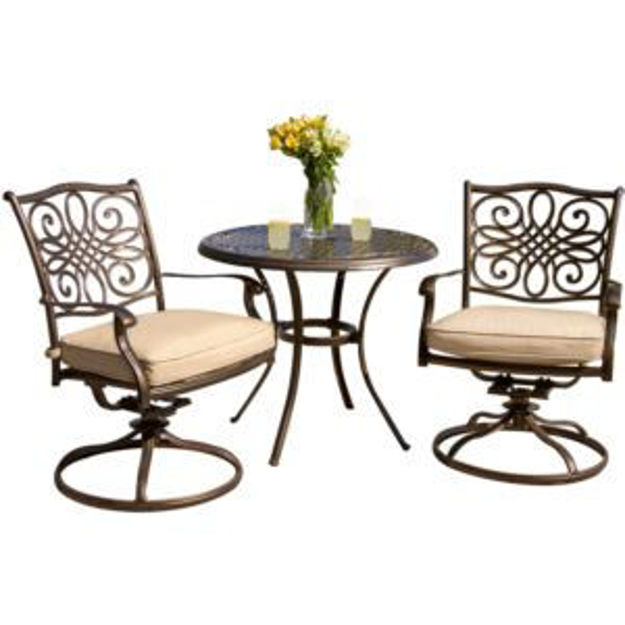 Picture of Traditions 3-Piece Bistro Dining Set with Two Alumicast Swivel Rockers and a 32 in. Round Table