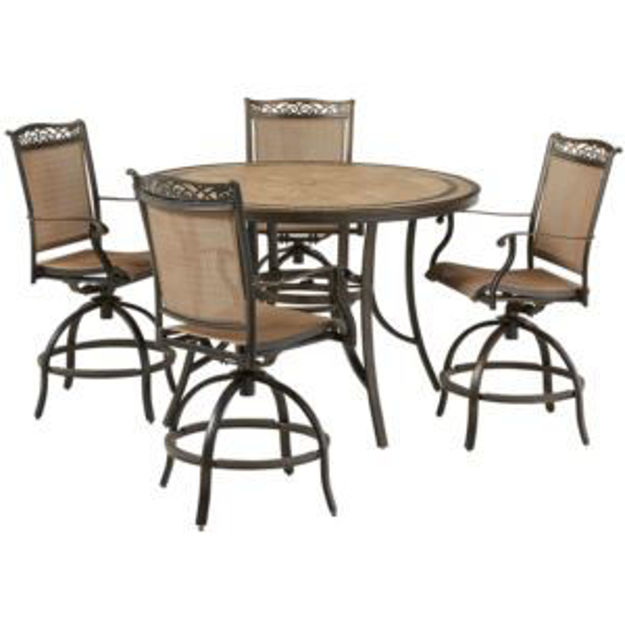 Picture of Fontana 5-Piece High-Dining Set with 4 Counter-Height Swivel Chairs and 56-in. Tile-Top Table