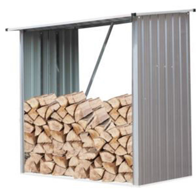 Picture of Indoor/Outdoor Galvanized Steel Woodshed Storage Rack Holds up to 55 Cu. Ft. of Stacked Firewood, Be