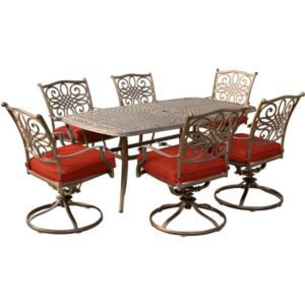 Picture of Traditions 7-Piece Dining Set in Red with 72 x 38 in. Cast-top Table