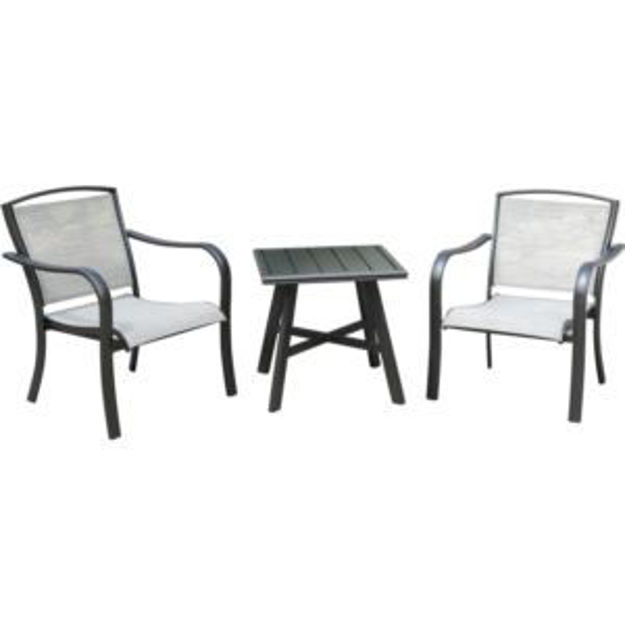 Picture of Foxhill 3-Piece Commercial-Grade Patio Seating Set with 2 Sling Lounge Chairs and a 22" Square Slat-