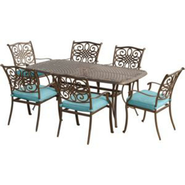 Picture of Traditions 7-Piece Outdoor Dining Set in Blue