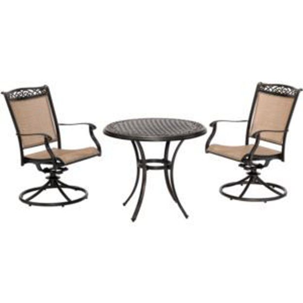 Picture of Fontana 3-Piece Bistro Set with 2 Sling Swivel Rockers and a 32-In. Cast-Top Table