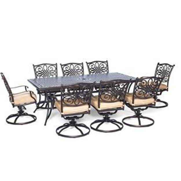 Picture of Traditions 9-Piece Dining Set with Eight Swivel Dining Chairs and a Large 84 x 42 in. Dining Table