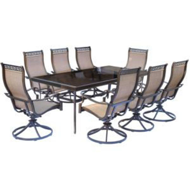 Picture of Monaco 9-Piece Dining Set with Eight Swivel Rockers and an Extra Long 42 In. x 84 In. Dining Table