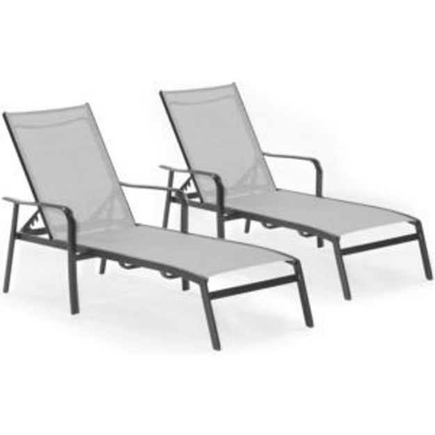 Picture of Foxhill 2-Piece All-Weather Commercial-Grade Aluminum Chaise Lounge Chair Set with Sunbrella Sling F