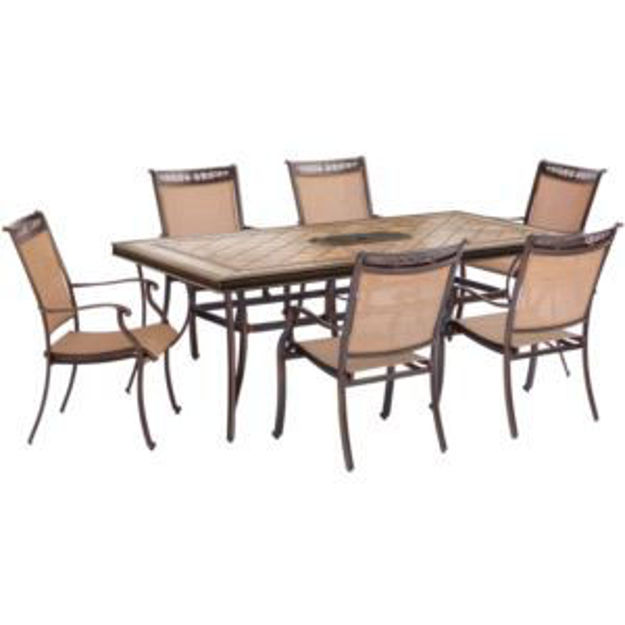 Picture of Fontana 7-Piece Dining Set with Six Stationary Dining Chairs and a Large Tile-Top Table