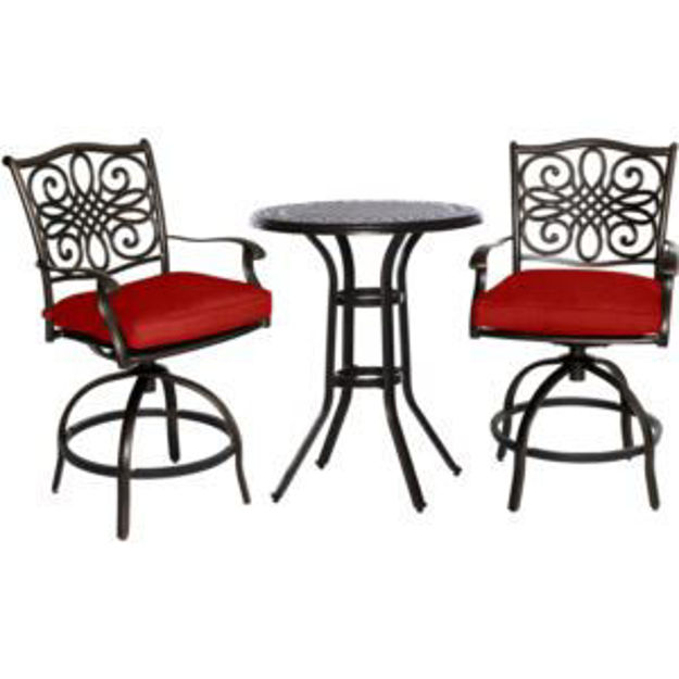 Picture of Traditions 3-Piece High-Dining Bistro Set in Red