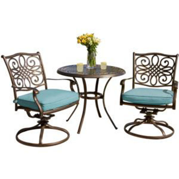 Picture of Traditions 3-Piece Bistro Set in Blue with 32 in. Cast-Top Table