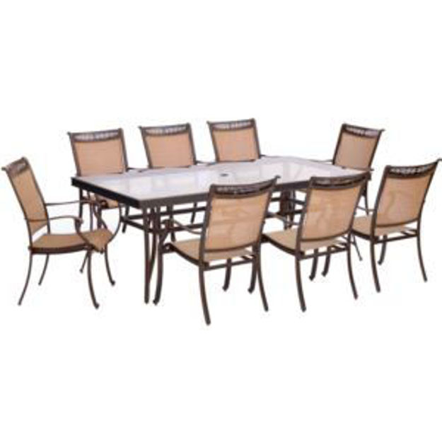 Picture of Fontana 9-Piece Dining Set with Eight Stationary Dining Chairs and an Extra-Large Glass-Top Dining T