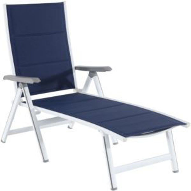 Picture of Regis Padded Sling Chaise in White with Navy Blue Sling