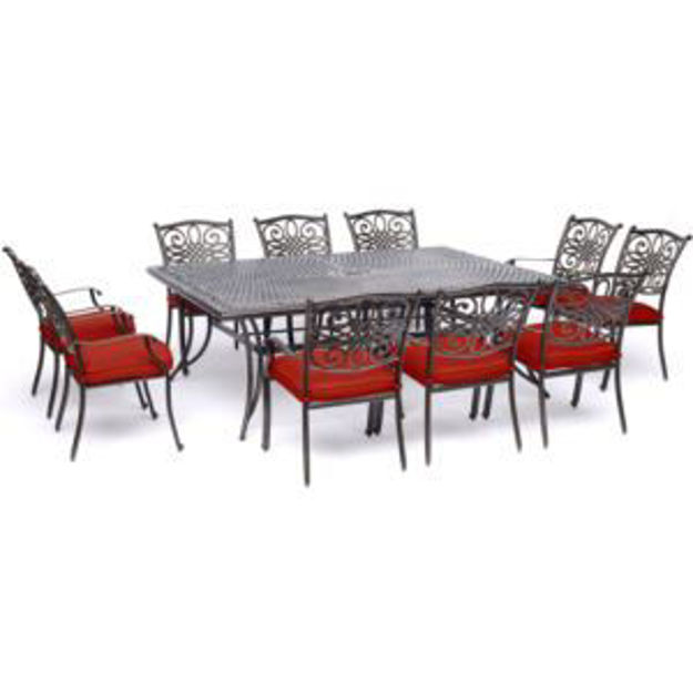 Picture of Traditions 9-Piece Square Dining Set in Red