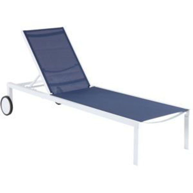 Picture of Windham Adjustable Sling Chaise in Navy Blue Sling and White Frame